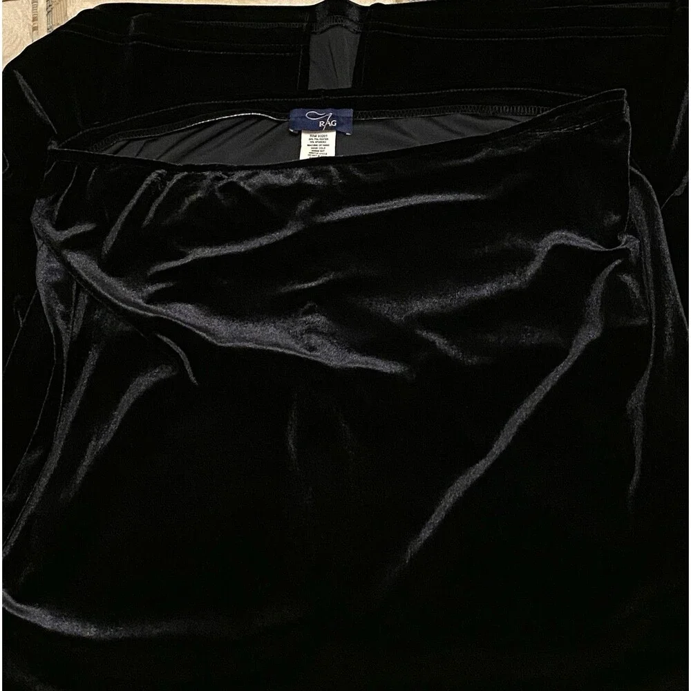 Vintage RAG USA Y2K Black Velvet Maxi Skirt Whimsigoth Womens 90s Grunge Witchy